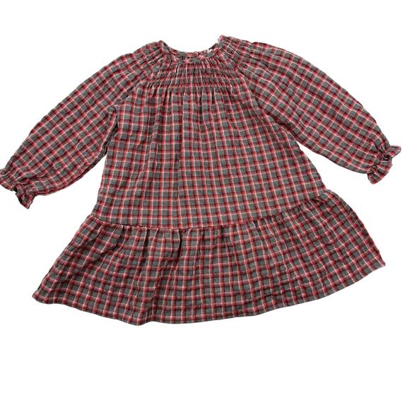 Zara Plaid Smocked Dress - Picture 1 of 5